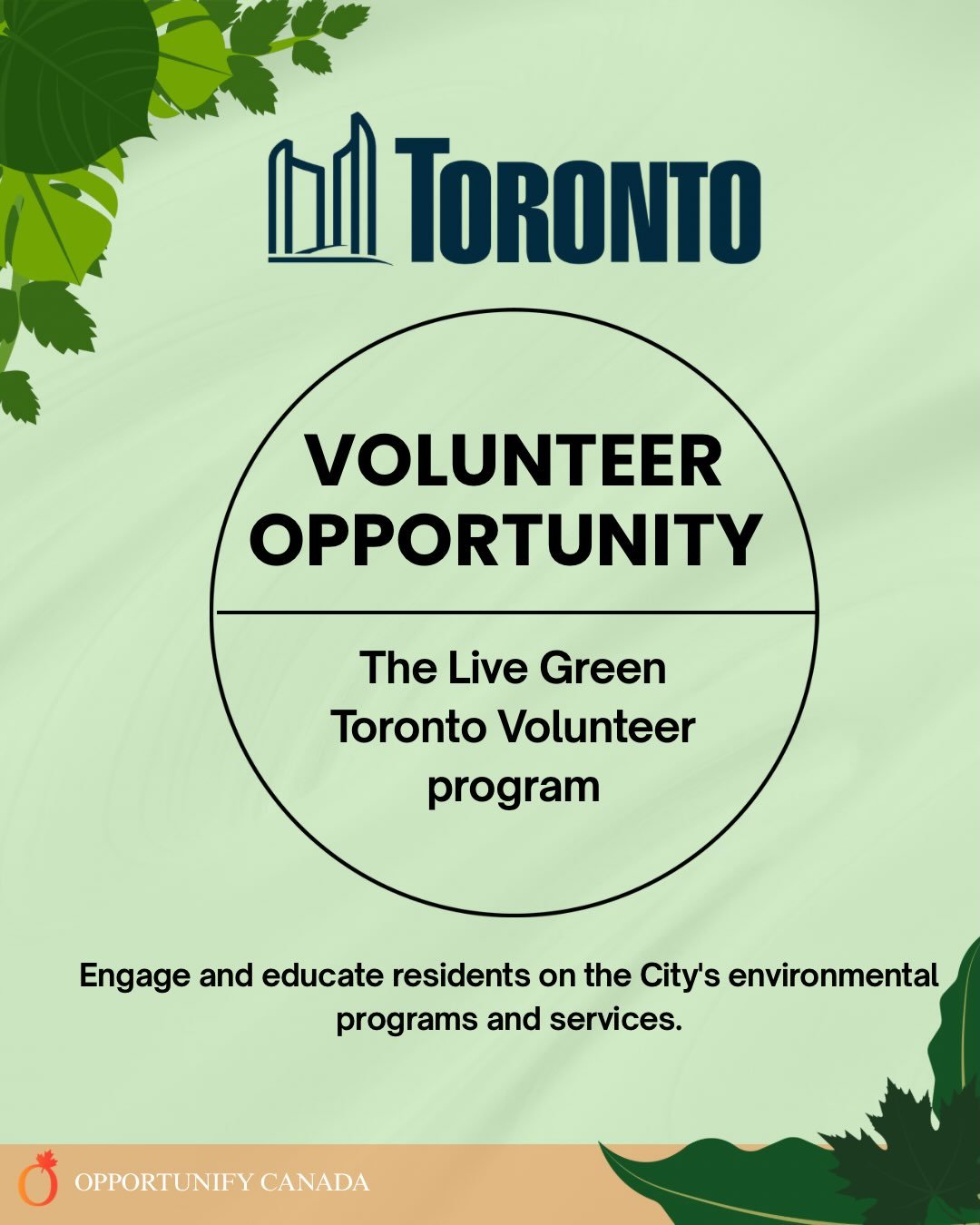 Our Instagram post about City of Toronto - The Live Green Toronto Volunteer Program