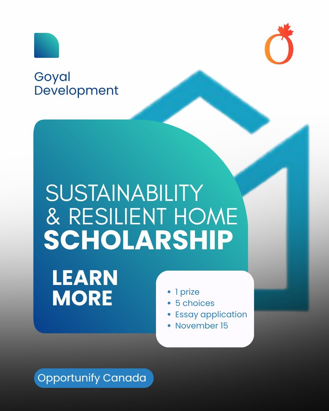 Our Instagram post about Goyal Development Sustainability & Resilient Homes Scholarship