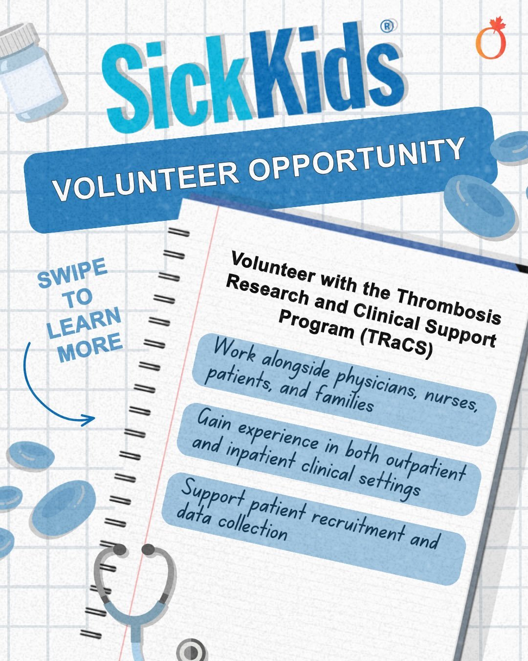 Our Instagram post about SickKids TRaCS Research Volunteer Program