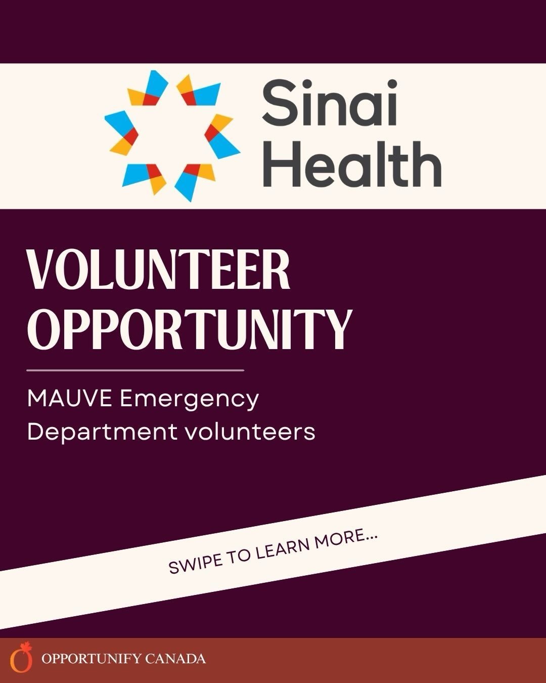 Our Instagram post about Sinai Health MAUVE Emergency Department Volunteers